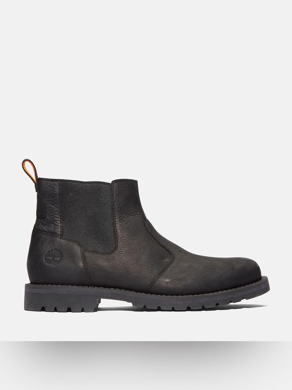 Timberland Men's Black Leather Chukka Boots with Orange Pull Tabs - Picture 2 of 9